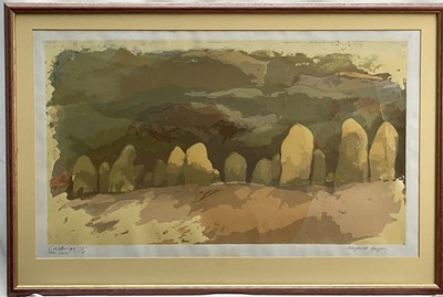 Lot 263 - Margaret Gregory (1927-2011) screenprint, Castlerigg Stone Circle’, signed, 1/10, 28cm x 50cm, glazed frame