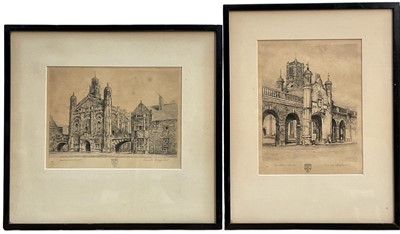 Lot 191 - Wallace Hester (1866-1942) two artists proof engravings of Christ’s Hospital School, West Sussex, signed and blind stamped, glazed frames