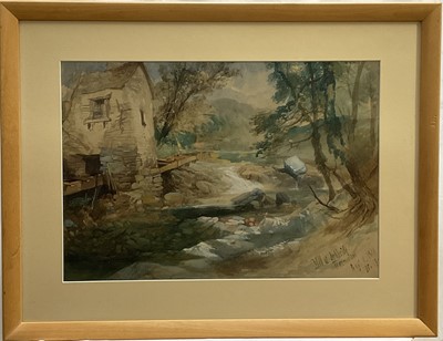 Lot 102 - Victorian watercolour on paper, Mill at Ambleside, Westmorland, Augt 11. 1848, No 20, 32cm x 47cm, glazed frame