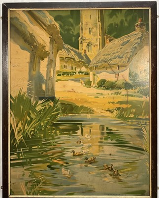 Lot 100 - Frank Wootton (1911-1998) mid 20th century “Devon” station poster on board, signed within print, oak frame