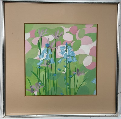 Lot 17 - 20th century gouache on paper, Bluebells, 29cm x 29cm, glazed frame