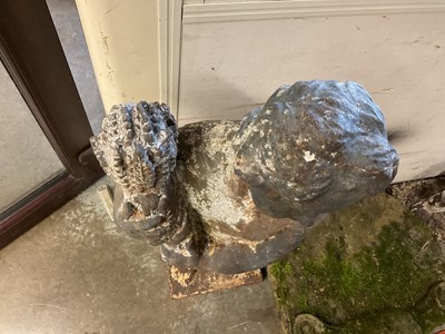 Lot 1927 - Pair of Victorian cast iron garden figures of the seasons, on square bases, 96cm high overall