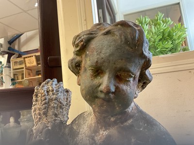 Lot 1927 - Pair of Victorian cast iron garden figures of the seasons, on square bases, 96cm high overall