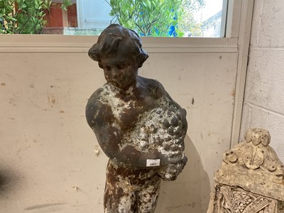 Lot 1927 - Pair of Victorian cast iron garden figures of the seasons, on square bases, 96cm high overall