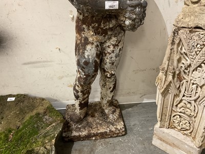 Lot 1927 - Pair of Victorian cast iron garden figures of the seasons, on square bases, 96cm high overall