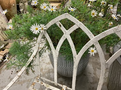 Lot 1928 - Antique white painted cast iron Gothic garden bench, 165cm wide x 47cm deep x 105cm high