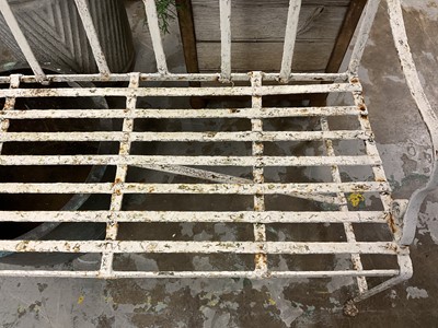 Lot 1928 - Antique white painted cast iron Gothic garden bench, 165cm wide x 47cm deep x 105cm high
