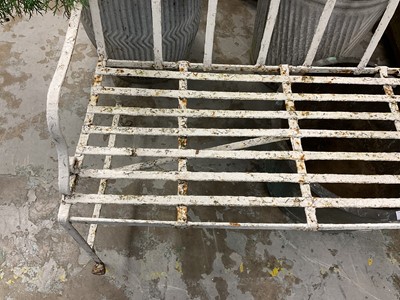 Lot 1928 - Antique white painted cast iron Gothic garden bench, 165cm wide x 47cm deep x 105cm high