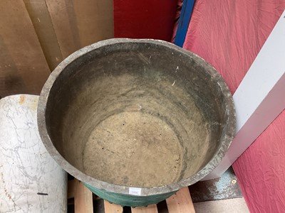 Lot 1936 - Large antique riveted copper with flared rim, 79.5cm diameter x 60cm high