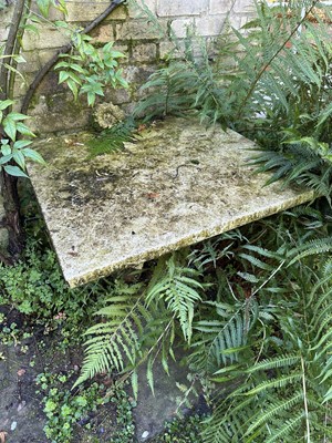 Lot 1938 - Antique marble topped garden table on cast iron tripod base, 84cm x 86cm x 64cm high