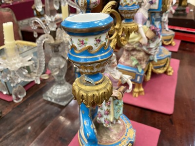 Lot 804 - 19th century French porcelain clock and garniture in the style of Sèvres.