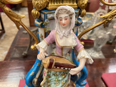 Lot 804 - 19th century French porcelain clock and garniture in the style of Sèvres.