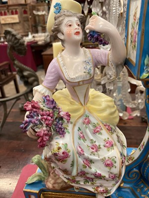 Lot 804 - 19th century French porcelain clock and garniture in the style of Sèvres.