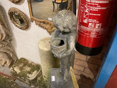 Lot 1945 - Antique lead garden figure depicting a boy holding a pot, 49cm high