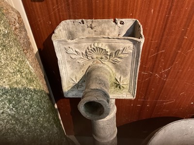 Lot 1951 - Georgian lead hopper of typical form, with shell and star motifs, 89cm high overall