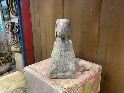 Lot 1953 - Garden sculpture of a ram, on rectangular base, 42cm wide x 21cm deep x 44cm high