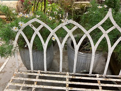 Lot 1956 - Two galvanised planters with ribbed bodies, both 53cm high