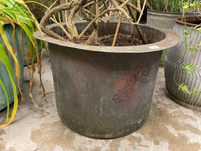 Lot 1962 - Antique straight sided copper with flared rim, 72cm diameter x 51cm high