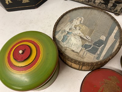Lot 1885 - Collection of various boxes, the largest a canted Chinese lacquer tea caddy, 16cm wide. (7)