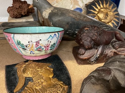 Lot 1889 - Assorted works of art including a decoy pigeon