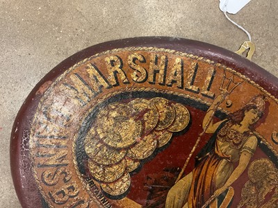 Lot 1893 - Early 20th century advertising plaque, emblazoned with printed emblem for the engineering firm Marshall Sons & Co of Gainsborough, manufactures of traction engines, 46cm wide
