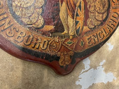 Lot 1893 - Early 20th century advertising plaque, emblazoned with printed emblem for the engineering firm Marshall Sons & Co of Gainsborough, manufactures of traction engines, 46cm wide