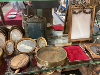Lot 1895 - Collection of 19th century portrait miniatures, gilt metal frames and related items