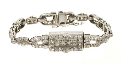 Lot 576 - Art Deco diamond cocktail watch