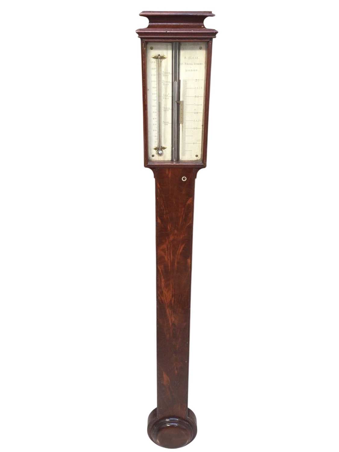 Lot 815 - George III stick barometer by R. Clarke, Holborn