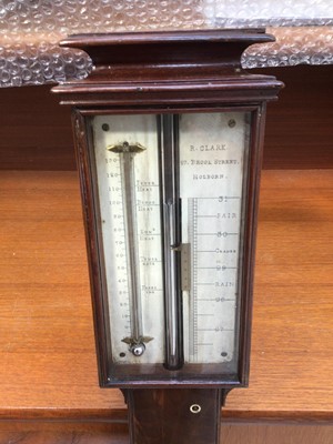 Lot 815 - George III stick barometer by R. Clarke, Holborn
