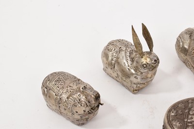 Lot 997 - Tibetan turtle shaped clasp, and various white metal boxes