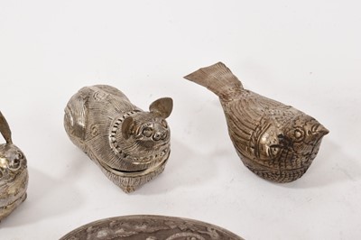 Lot 997 - Tibetan turtle shaped clasp, and various white metal boxes