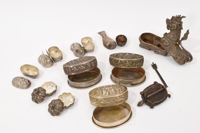 Lot 997 - Tibetan turtle shaped clasp, and various white metal boxes