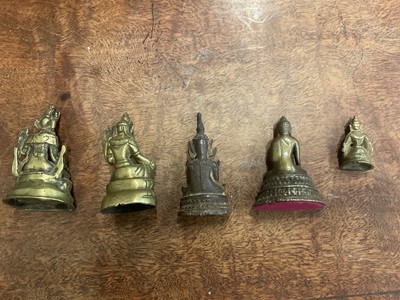 Lot 996 - Five small Tibetan and Indian bronze figures