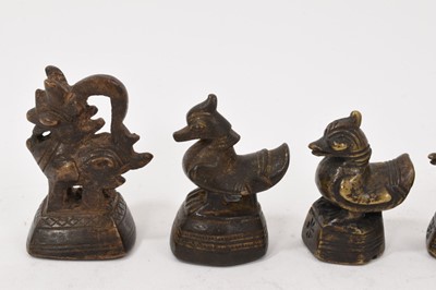 Lot 990 - Seven Chinese bronze bird shaped opium weights