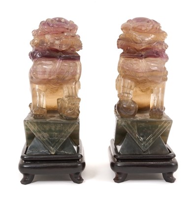 Lot 988 - Pair of Chinese hardstone Dogs of Fo