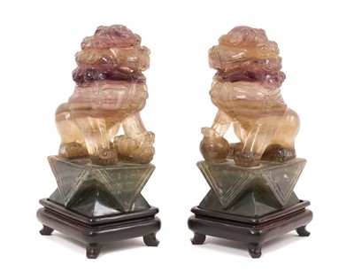Lot 988 - Pair of Chinese hardstone Dogs of Fo