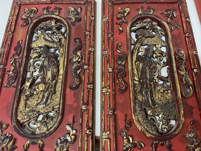 Lot 986 - Collection of Chinese carved and pierced wood panels
