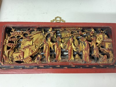 Lot 986 - Collection of Chinese carved and pierced wood panels