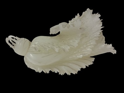 Lot 982 - Chinese white stone carving of a lotus