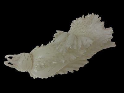Lot 982 - Chinese white stone carving of a lotus