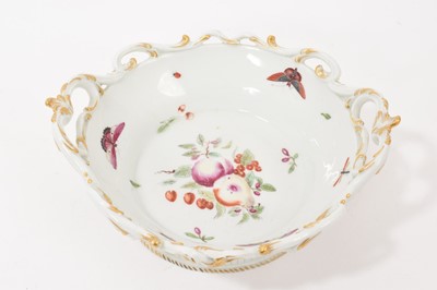 Lot 52 - Chelsea round two handled basket, with pierced rim, circa 1760