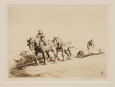 Lot 1045 - George Soper (1870-1942) signed etching - Collar Work, c.1920, 21cm x 28cm, in glazed frame