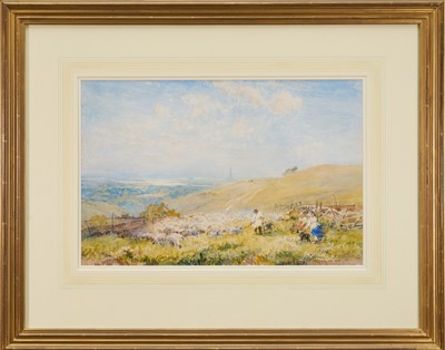 Lot 1103 - Robert Thorne Waite (1842-1935) watercolour - Sussex Downs towards Chichester, signed, 34cm x 51cm, in glazed gilt frame