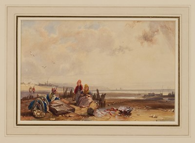 Lot 1049 - William Collins (1788-1847) watercolour - Fisherfolk on the Shore, 15.5cm x 23cm, in glazed gilt frame
