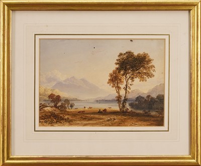 Lot 1046 - Anthony Vandyke Copley Fielding (1787-1855) watercolour - Loch View, signed and indistinctly dated, 18cm x 26cm, in glazed gilt frame.