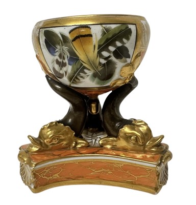 Lot 25 - Chamberlain’s Worcester pastille burner, painted with feathers, circa 1807