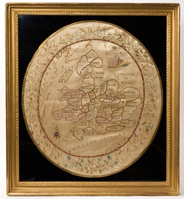 Lot 898 - Good George III silkwork map of England