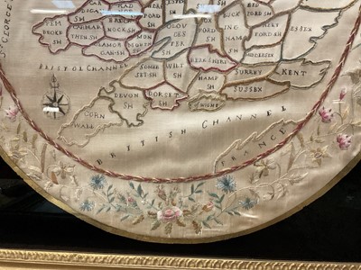 Lot 945 - Good George III silkwork map of England