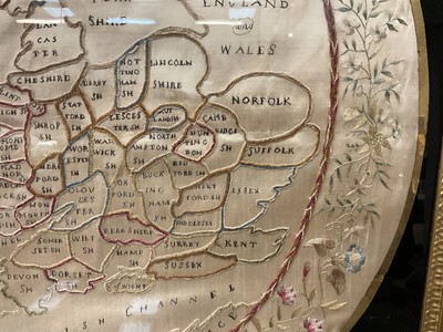 Lot 945 - Good George III silkwork map of England